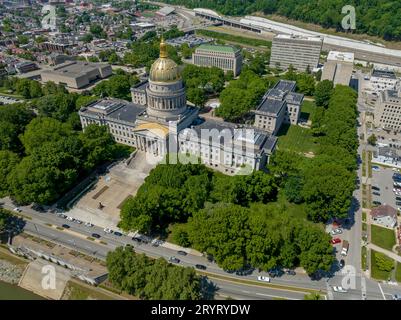 Aerial View Of The West Virginia State Capitol Building And Grounds Stock Photo