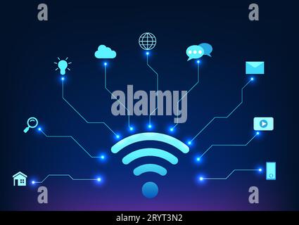 Internet of Things technology refers to an integrated network of interconnected devices and assistive technologies. It is a vector technology illustra Stock Vector
