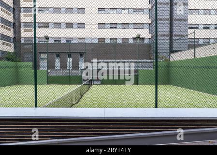 Padel court closed with metal fences Stock Photo