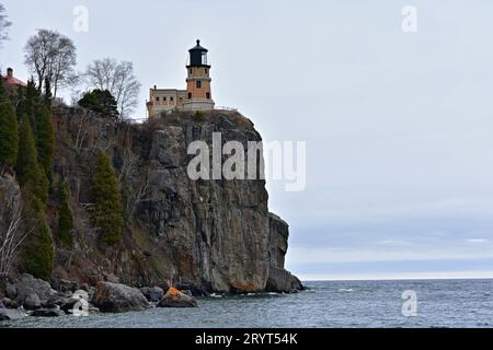 Split Rock Lighthouse on the shore of Lake Superior. Stock Photo