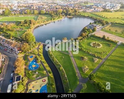 aerial view of eastbourne's Princes park  in East Sussex Stock Photo