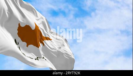 Cyprus national flag waving in the wind on a clear day Stock Photo