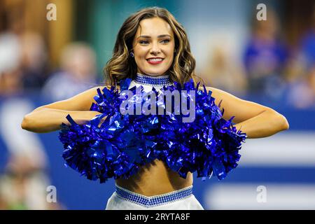 October 01, 2023: The Indianapolis Colts cheerleaders perform during NFL football game between the Los Angeles Rams and the Indianapolis Colts in Indianapolis, Indiana. Los Angeles defeated Indianapolis 29-23 in overtime. John Mersits/CSM. Stock Photo
