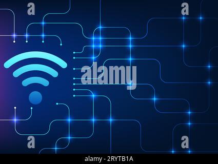 Wifi technology It is a technology that sends internet signals to electronic devices to make a connection. It is a Vector illustration with a wifi ico Stock Vector