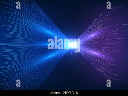 Big data technology Attractively overlapping light lines add an intriguing glow. Big data technology is collected and transmitted through high speed I Stock Vector