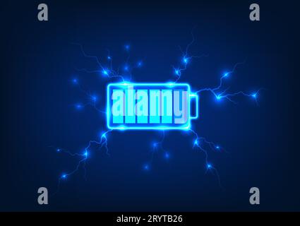Battery technology with electric current flowing around the body. It's a vector illustration. focus on blue tones Batteries are innovations that provi Stock Vector