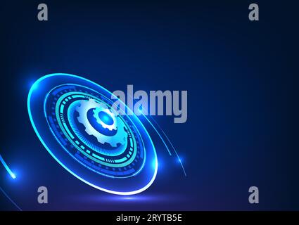 Gear technology inside the technology circle and there is a light Technology is the driving force for people. business development well being a Growin Stock Vector