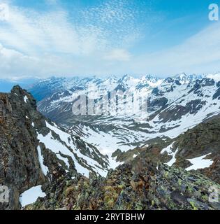 Mountain view from the Karlesjoch cable ski lift  upper station Stock Photo