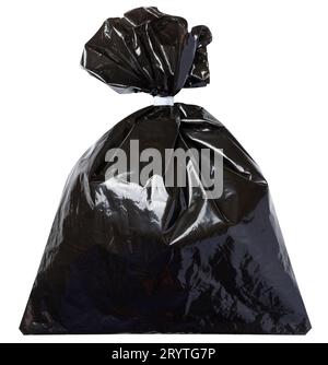 Big black tied garbage bag. Isolated on white, Stock image