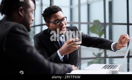 Working together with smile on face at the office Stock Photo
