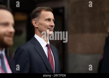 Jeremy Hunt MP, Chancellor of the Exchequer, during the Conservative Party Conference at Manchester Central Convention Complex, Manchester on Monday 2nd October 2023. (Photo: Pat Scaasi | MI News) Credit: MI News & Sport /Alamy Live News Stock Photo