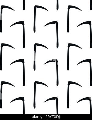 Vector seamless pattern of hand drawn doodle sketch Scythe silhouette isolated on white background Stock Vector