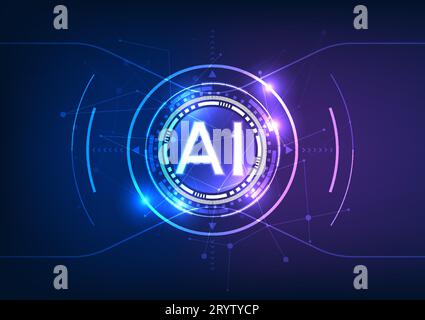 Smart artificial intelligence technology that is used to help humans, with the element of the letter ai Inside the technology circle on the back are i Stock Vector