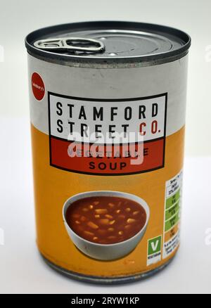 Sainsbury's supermarket has moved its value brands, including tinned soup, to a new label - Stamford Street Co. Stock Photo