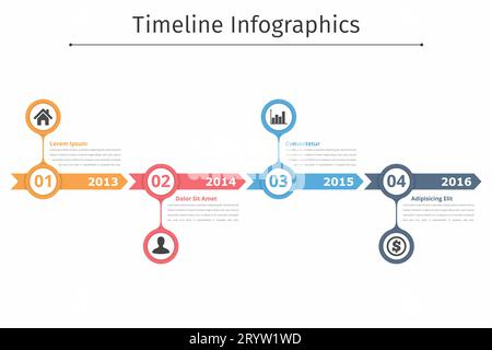 Timeline infographics design with arrows, workflow or process diagram ...