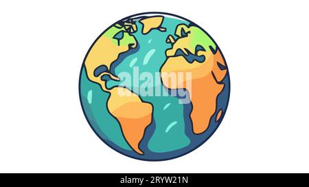 Simple planet Earth vector illustration in flat cartoon style. Global ...