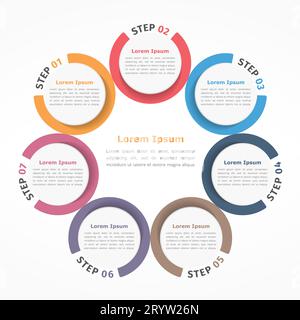 Circle diagram with seven elements, steps or options, flowchart or ...