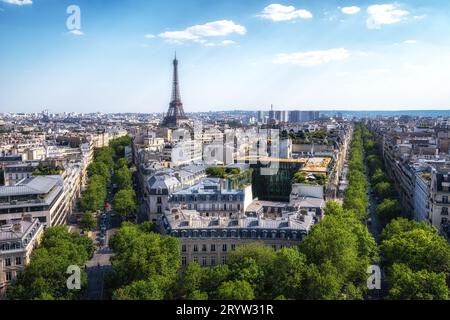 Eiffel Tower from Arc de Triomphe Stock Photo