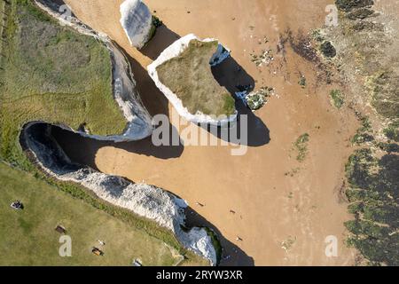 Drone aerial view of botany bay beach in Broadstairs Kent United Kingdom Stock Photo