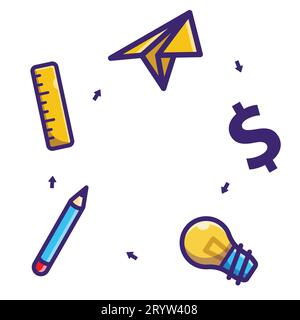 The Illustration of daily life routine signs Stock Vector