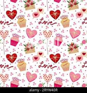 Valentine's Day Surprise Seamless Pattern Design Stock Photo