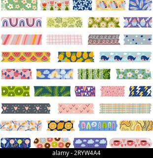 Premium Vector  Set of colorful patterned washi tape strips vector  illustration of a cute decorative scotch tape