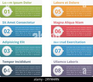 Eight infographic elements with place for numbers titles and text, vector eps10 illustration Stock Vector