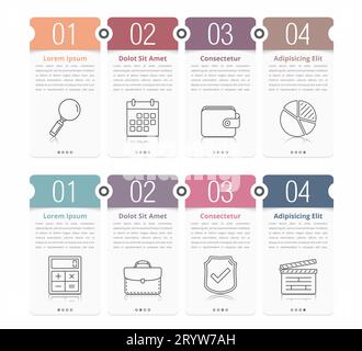 Set of infographic elements with numbers, line icons and place for your text, can be used as workflow, process, steps or options, vector eps10 illustr Stock Vector