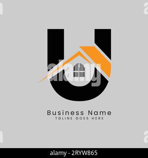U Letter Real Estate Logo, Vector illustration Template Concept Design Logo for Property Business Image Start with Alphabet U Stock Vector