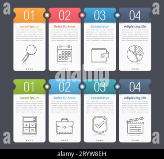 Set of infographic elements with numbers, line icons and place for your text, can be used as workflow, process, steps or options, vector eps10 illustr Stock Vector