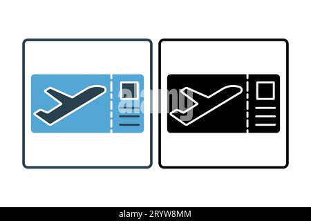 Boarding pass icon. icon related to airport. suitable for web site design, app, user interfaces, printable etc. Solid icon style. Simple vector design Stock Vector