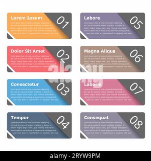 Set of infographics design elements with numbers and text for reports, presentation, process or workflow, vector eps10 illustration Stock Vector
