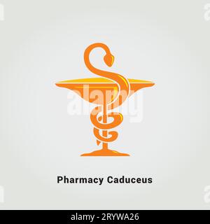 Pharmacy Caduceus Symbol Icon Design Medical Health Clinic Care Doctor Hospital Industry Snake Symbol Illustration Vector Design Brand Various Colors Stock Vector