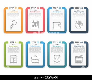 Set of infographic elements with numbers, line icons and place for your text, can be used as workflow, process, steps or options, vector eps10 illustr Stock Vector