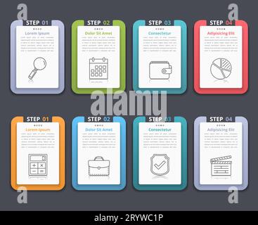 Set of infographic elements with numbers, line icons and place for your text, can be used as workflow, process, steps or options, vector eps10 illustr Stock Vector