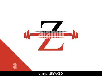 Letter Z logo with barbell. fitness vector logo design for gym and fitness Stock Vector