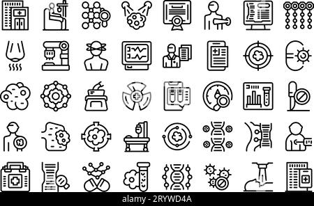 Precision medicine icons set outline vector. Medicine science. Dna molecule Stock Vector