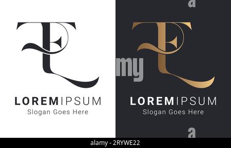 Luxury Initial FE or EF Monogram Text Letter Logo Design Stock Vector