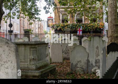 Bunhill Fields Burial Ground and The Artillery Arms, London EC1. Stock Photo