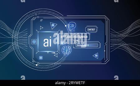 Vector infographics about entering an intelligent network using artificial intelligence. Stock Vector