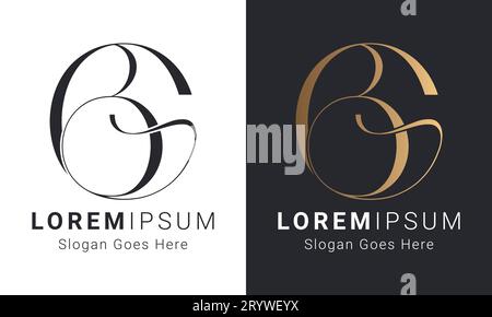 Luxury Initial GB or BG Monogram Text Letter Logo Design Stock Vector