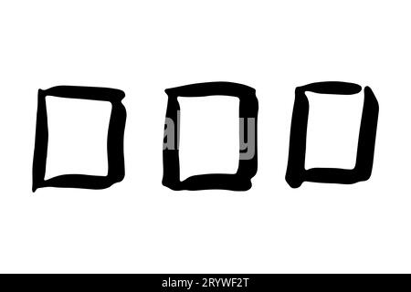 Vector grunge strokes brush. Black stain, ink, line brush image. A dirty artistic hand-drawn element isolated on white background. Repeat paintbrush f Stock Vector