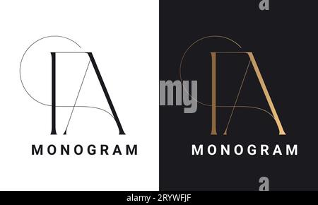 Luxury Initial FA or AF Monogram Text Letter Logo Design Stock Vector