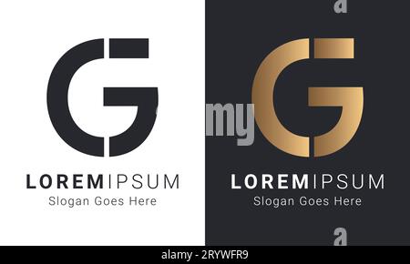 Luxury Initial GC or CG Monogram Text Letter Logo Design Stock Vector