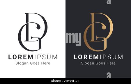Luxury Initial GD or DA Monogram Text Letter Logo Design Stock Vector