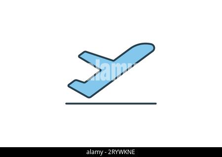Takeoff icon. Airplane. icon related to departure, airport. suitable for web site design, app, user interfaces, printable etc. Flat line icon style. S Stock Vector