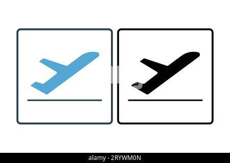 Takeoff icon. Airplane. icon related to departure, airport. suitable for web site design, app, user interfaces, printable etc. Solid icon style. Simpl Stock Vector
