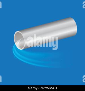 Stainless steel pipe with water flow. Vector and illustration design Stock Vector