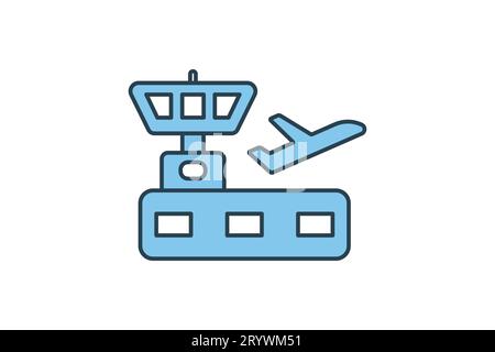 Airport icon. Airplane. icon related to airport. suitable for web site design, app, user interfaces, printable etc. Flat line icon style. Simple vecto Stock Vector