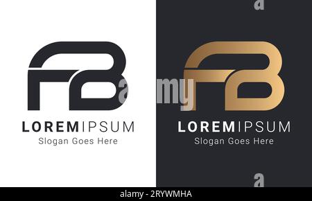 Luxury Initial FB or BF Monogram Text Letter Logo Design Stock Vector